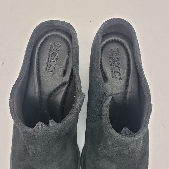 Born Starr Mule Clog Bootie Block Heel Black Suede Womens 6.5 - Picture 9 of 16